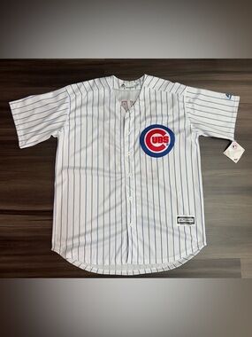Majestic Chicago Cubs Kris Bryant #17 MLB Cool Base Pinstripes Jersey Men L NWT